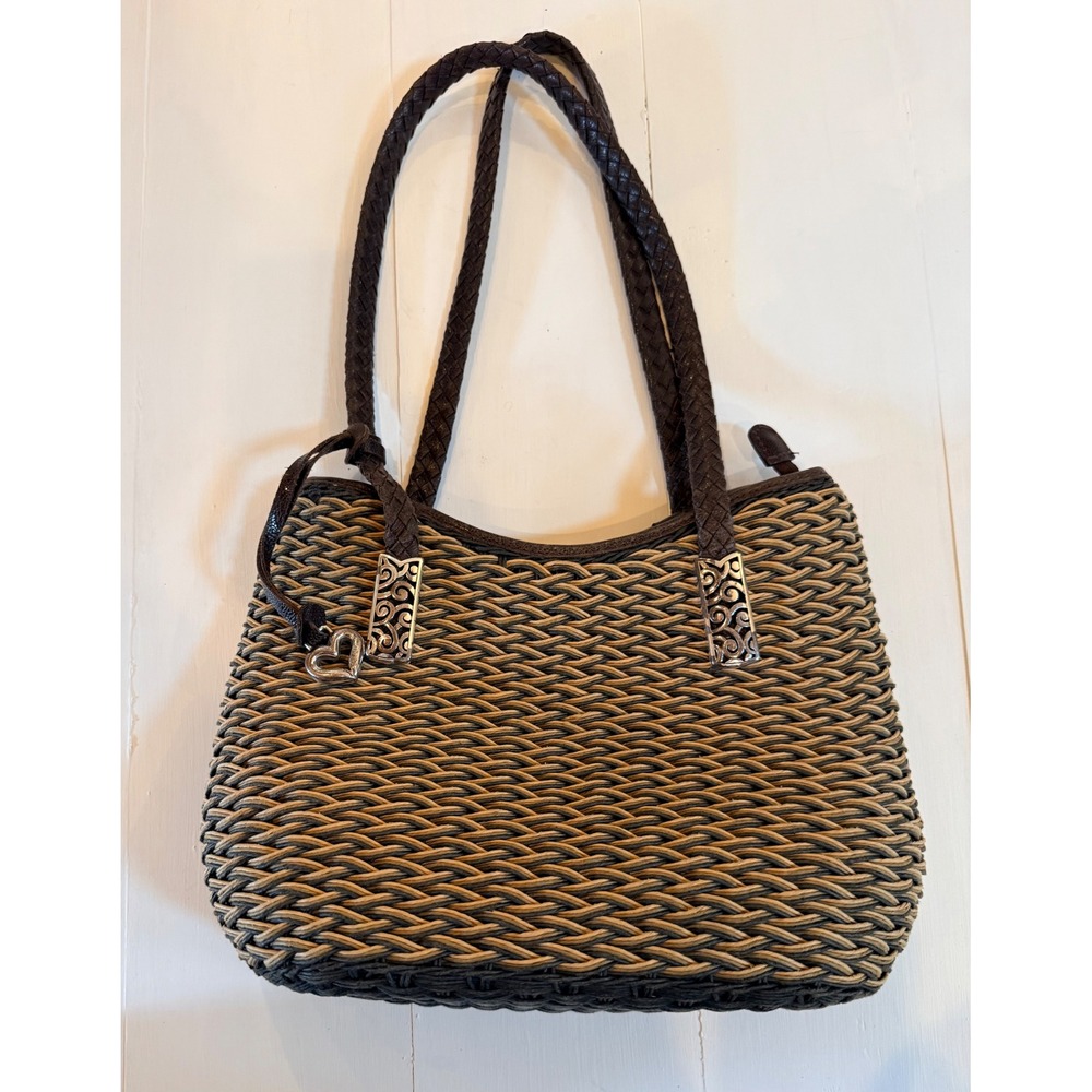Brighton Woven Basket Weave Straw Shoulder Bag Boho Chic Vintage Tote Summer